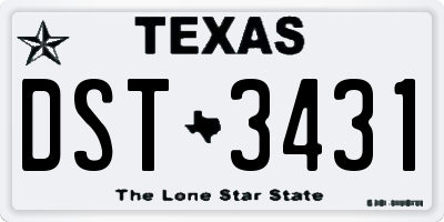 TX license plate DST3431
