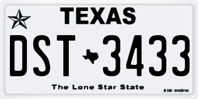 TX license plate DST3433