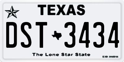 TX license plate DST3434