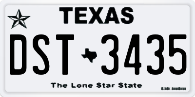 TX license plate DST3435