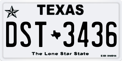 TX license plate DST3436