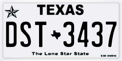 TX license plate DST3437