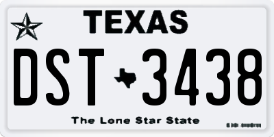 TX license plate DST3438
