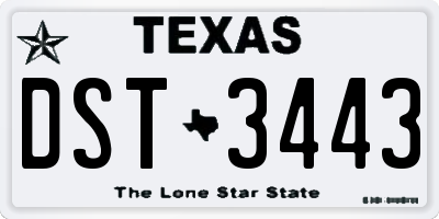 TX license plate DST3443