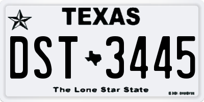TX license plate DST3445