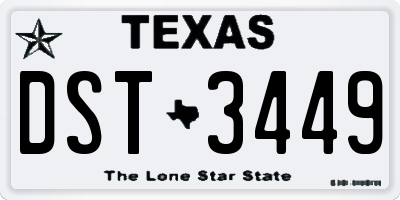 TX license plate DST3449