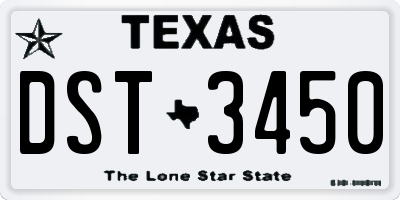 TX license plate DST3450