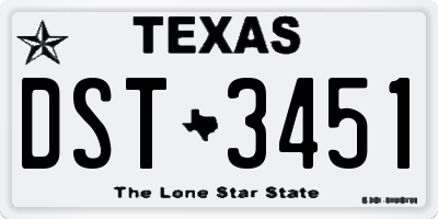 TX license plate DST3451