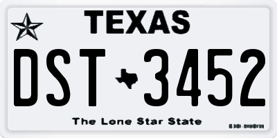 TX license plate DST3452