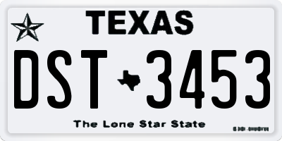 TX license plate DST3453