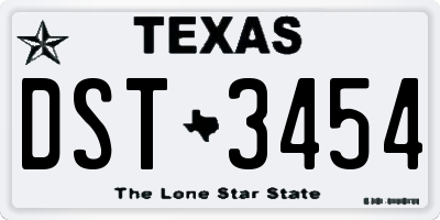 TX license plate DST3454