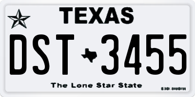 TX license plate DST3455