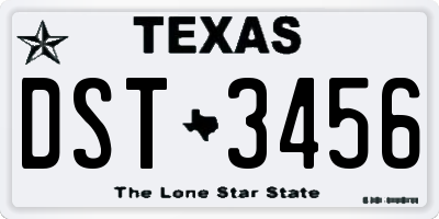 TX license plate DST3456