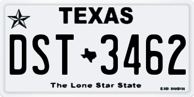 TX license plate DST3462