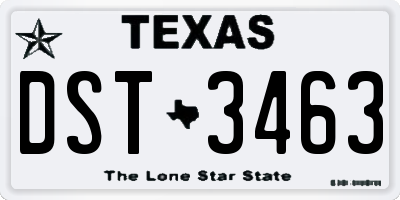 TX license plate DST3463