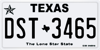 TX license plate DST3465
