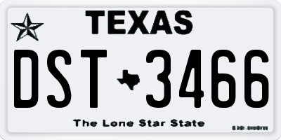 TX license plate DST3466