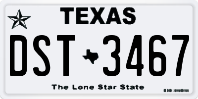 TX license plate DST3467