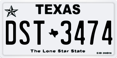 TX license plate DST3474