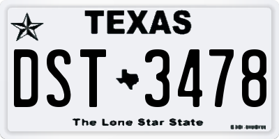 TX license plate DST3478