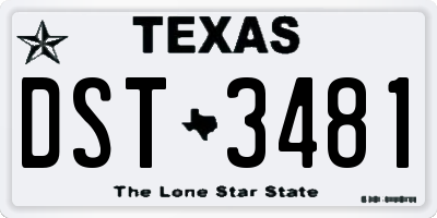 TX license plate DST3481