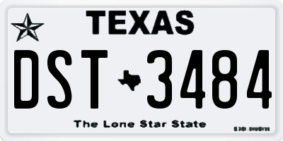 TX license plate DST3484