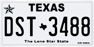 TX license plate DST3488