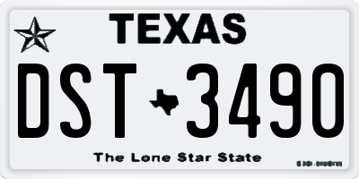 TX license plate DST3490