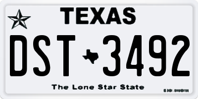 TX license plate DST3492