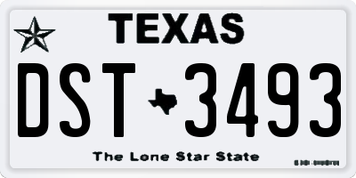 TX license plate DST3493