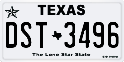 TX license plate DST3496
