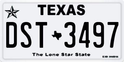 TX license plate DST3497
