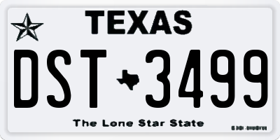 TX license plate DST3499