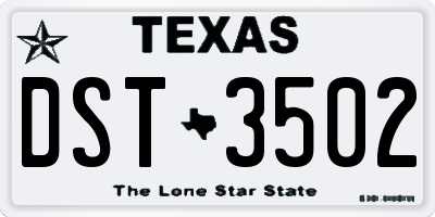 TX license plate DST3502