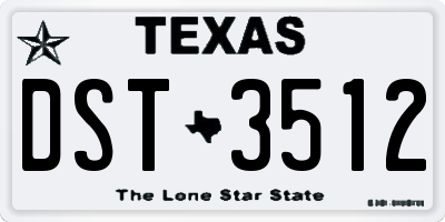 TX license plate DST3512