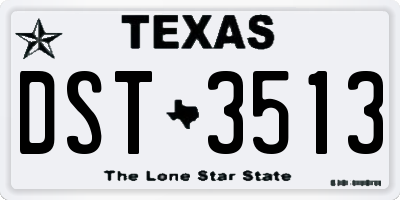 TX license plate DST3513