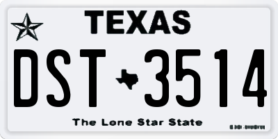 TX license plate DST3514