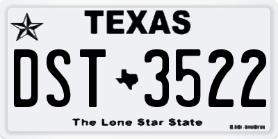 TX license plate DST3522