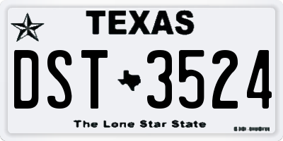 TX license plate DST3524