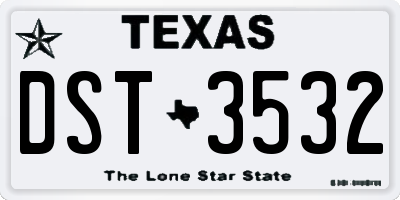 TX license plate DST3532
