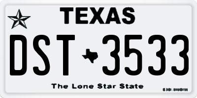 TX license plate DST3533