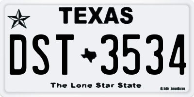 TX license plate DST3534
