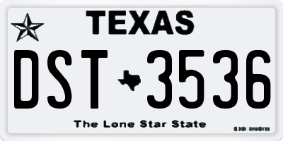 TX license plate DST3536
