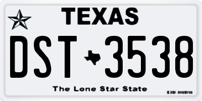 TX license plate DST3538