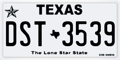 TX license plate DST3539