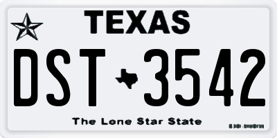 TX license plate DST3542