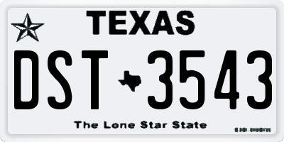 TX license plate DST3543