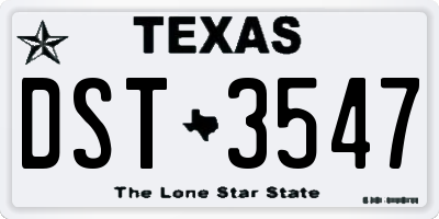 TX license plate DST3547