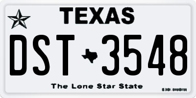 TX license plate DST3548