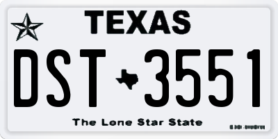 TX license plate DST3551